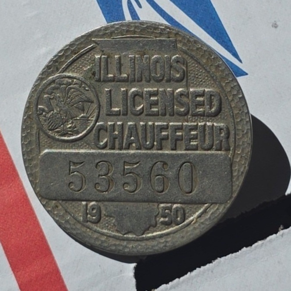 Vintage Illinois Licensed Chauffeur Badge 1950 Auto Taxi Driver Pin‎